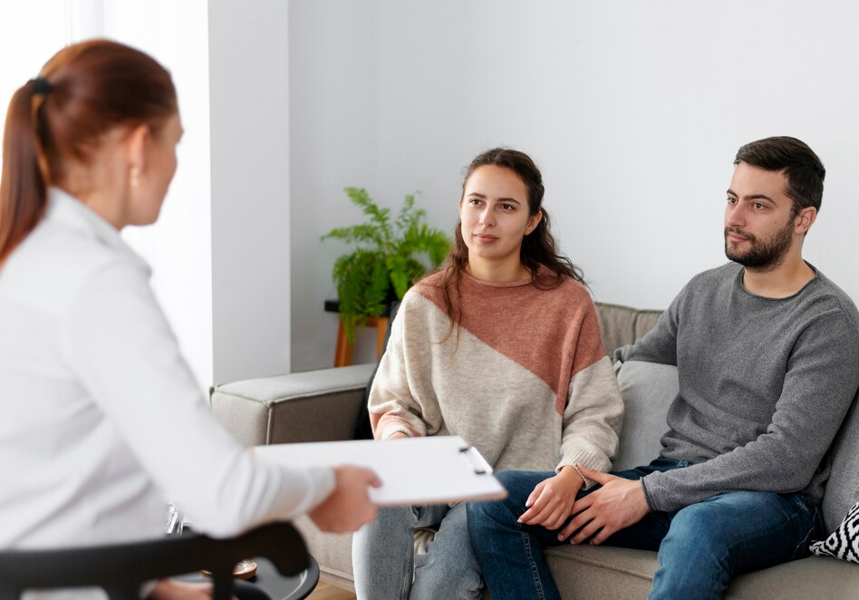Medium shot couple at therapy